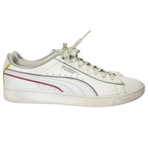 Puma Sneakers Womens 10 White Smash Sneakers Classic Leather Shoes Color Trim